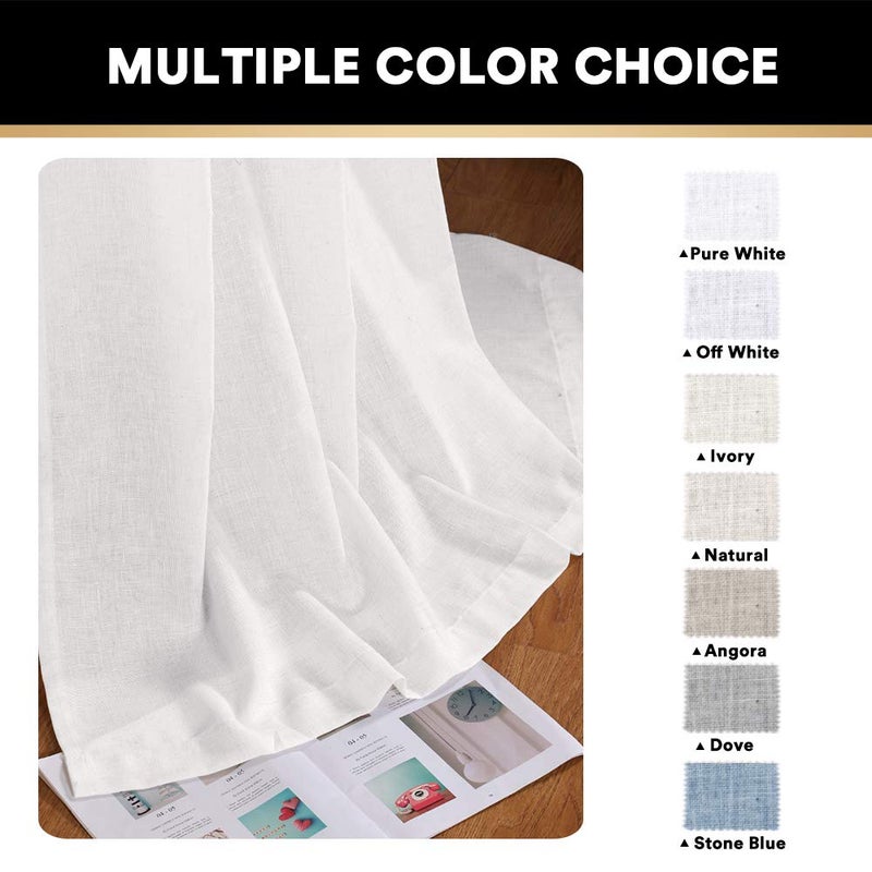 PrinceDeco Linen Curtains 84 Inch Long Rod Pocket Window Drapes for Bedroom Energy Saving Light Reducing Vertical Drapes Country Rustic Linen Blended Curtains,2 Panels (White, 52" W x 84" L) - Image 5